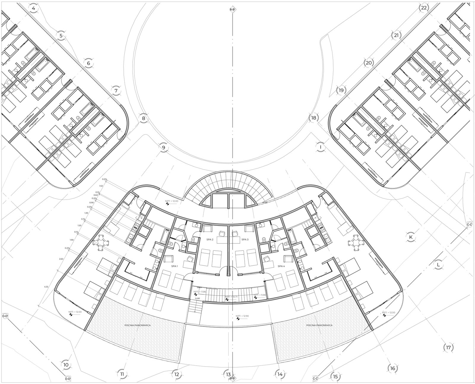 Planta de modelado en Revit hotel