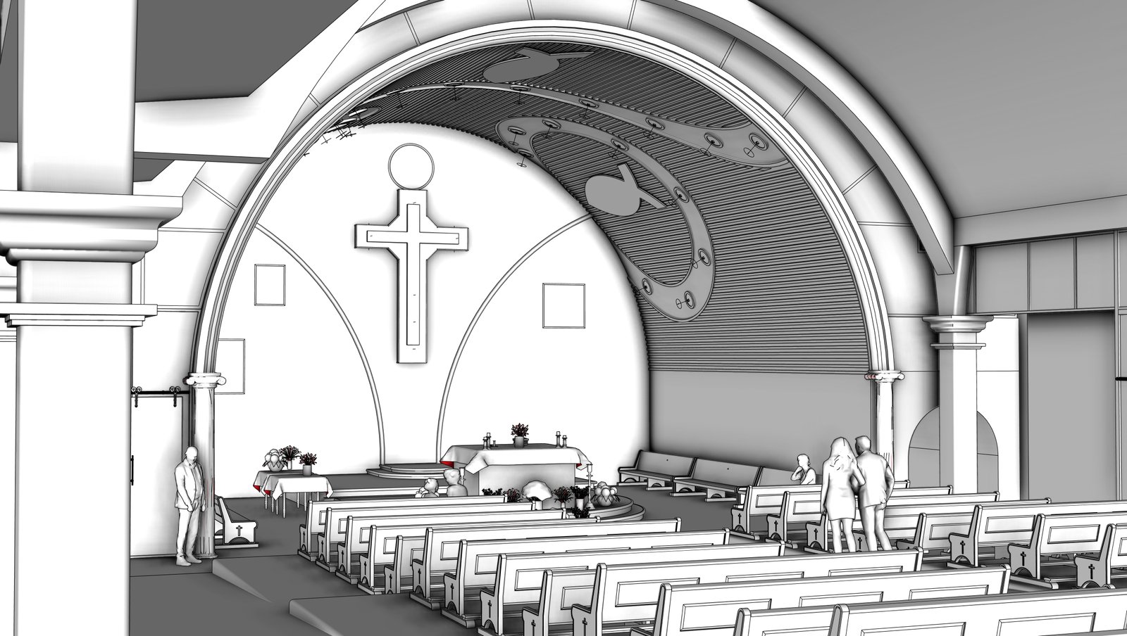 Captura de modelado 3D de renovación de iglesia