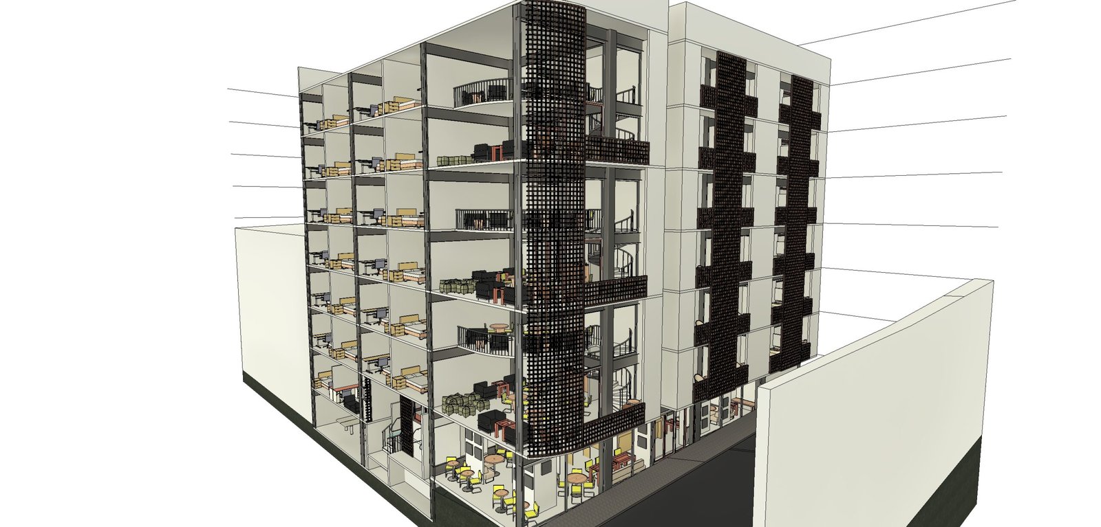 Residencia estudiantil modelo en Revit