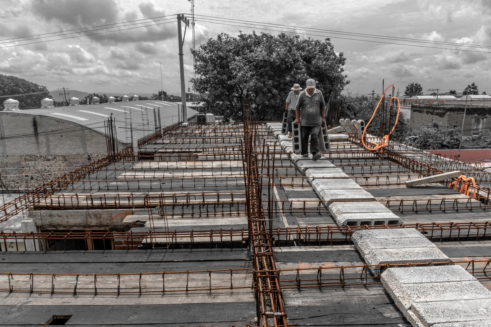 Fotografía de armado de losa artesonada